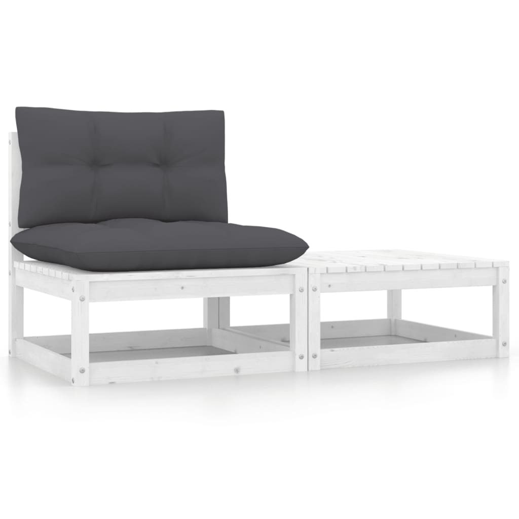 3 Piece Garden Lounge Set With Cushions Solid Pinewood