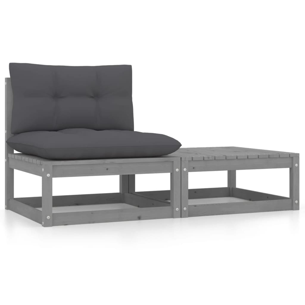 3 Piece Garden Lounge Set With Cushions Solid Pinewood