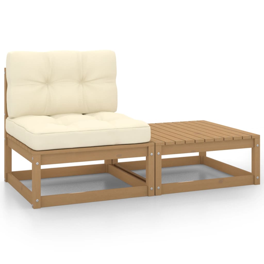 3 Piece Garden Lounge Set With Cushions Solid Pinewood