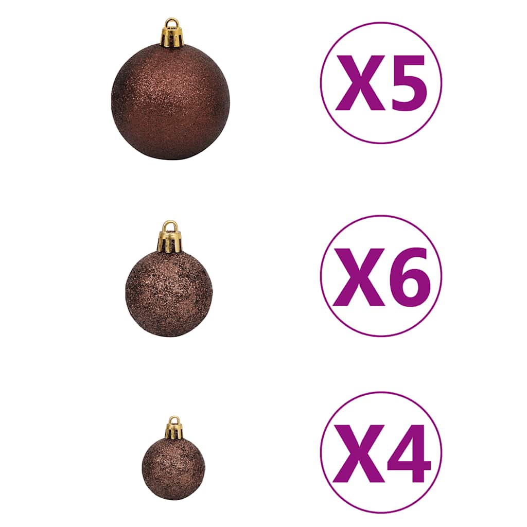 61 Piece Christmas Ball Set With Peak And 150 Leds Gold&Bronze