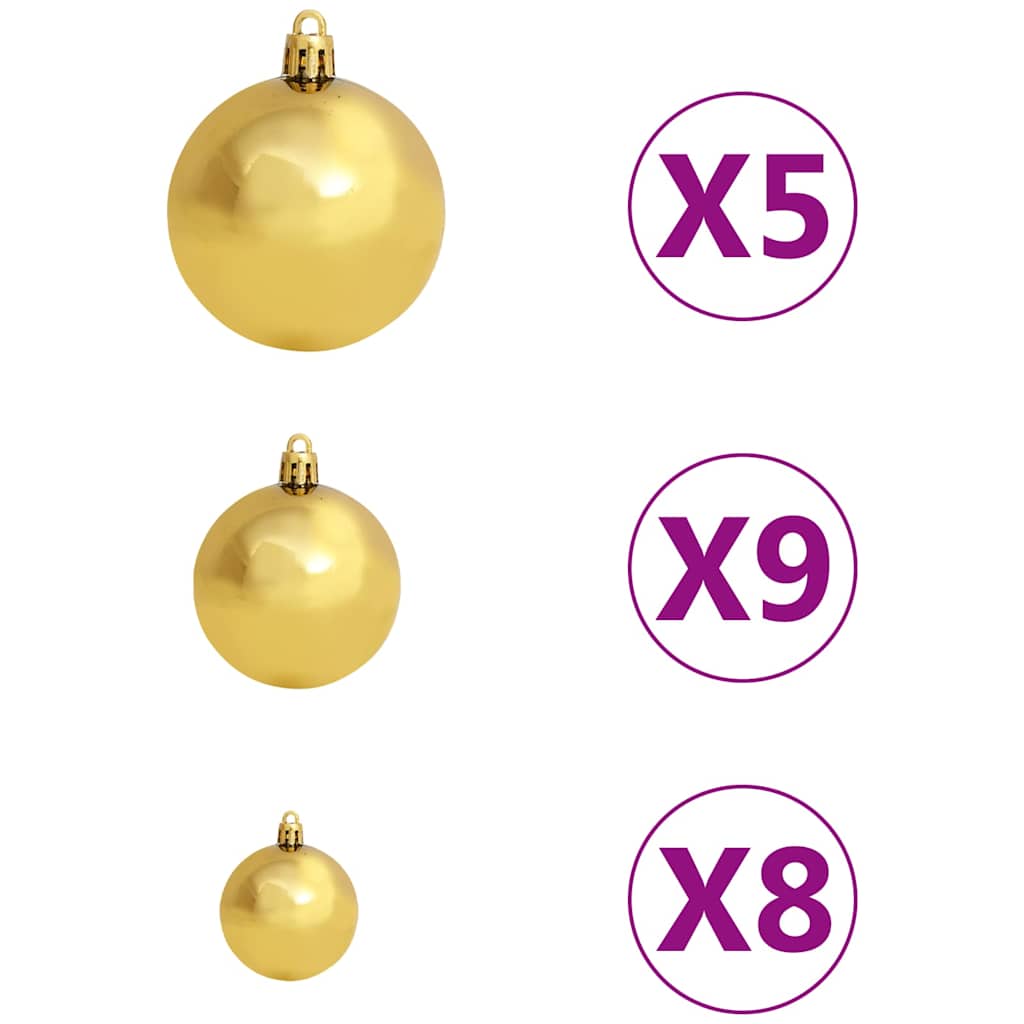 61 Piece Christmas Ball Set With Peak And 150 Leds Gold&Bronze