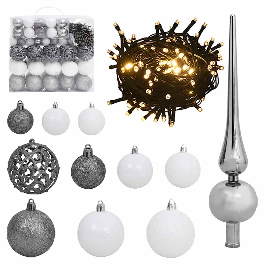 61 Piece Christmas Ball Set With Peak And 150 Leds Gold&Bronze