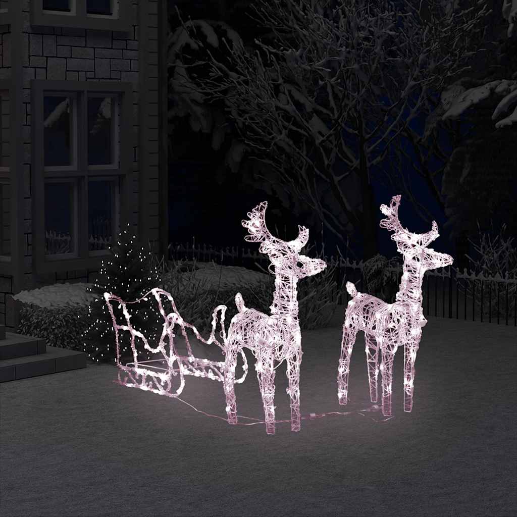 Reindeers & Sleigh Christmas Decoration 280X28X55 Cm Acrylic