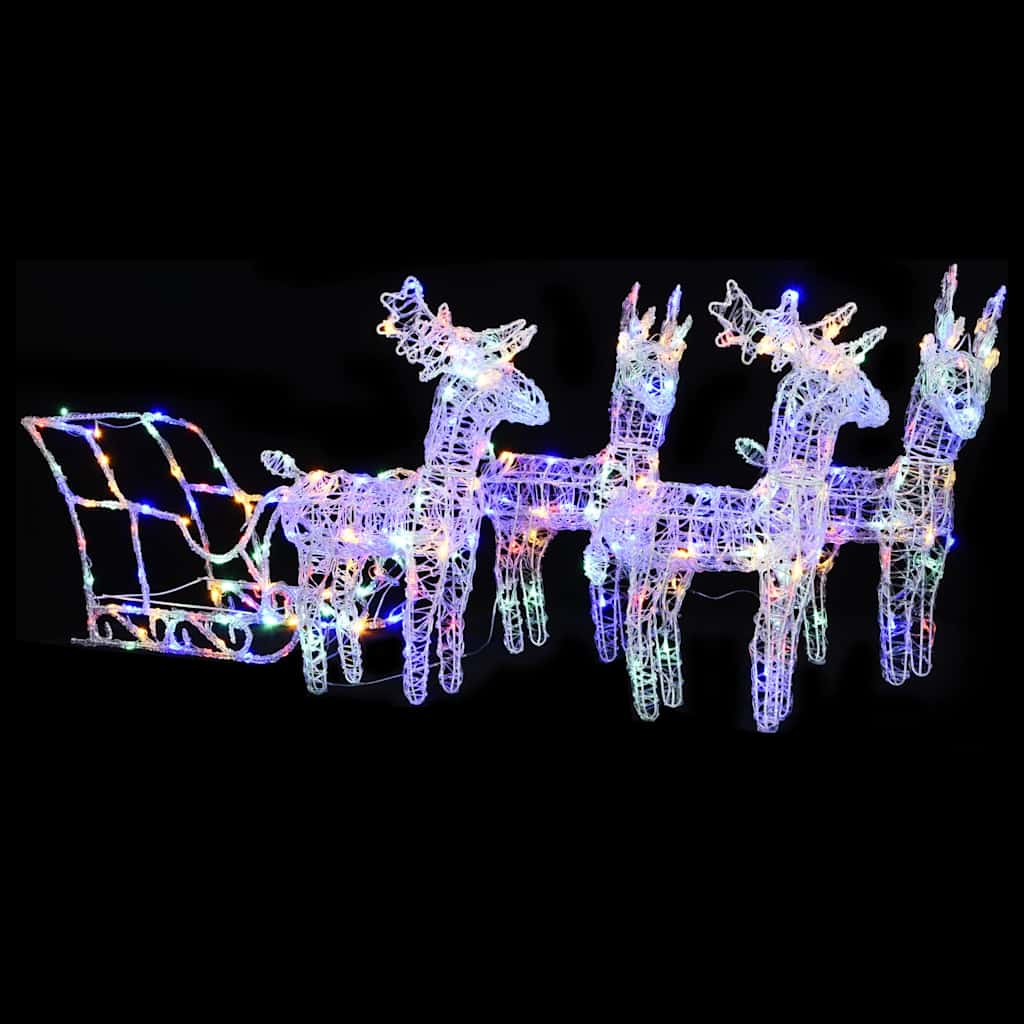 Reindeers & Sleigh Christmas Decoration 280X28X55 Cm Acrylic