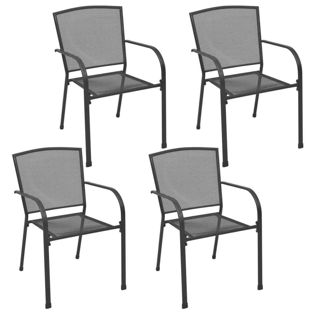 5 Piece Garden Dining Set Steel Anthracite
