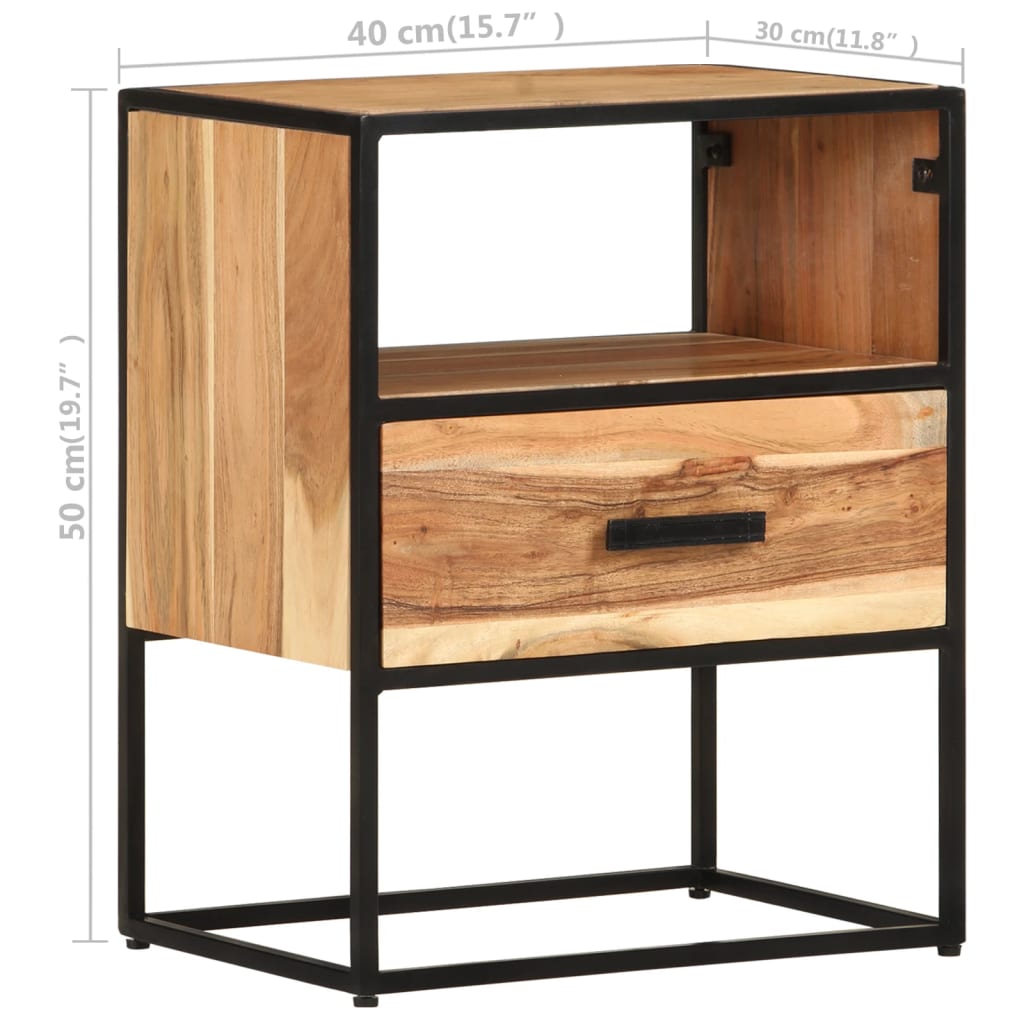 Bed Cabinet 40X30X50 Cm Solid Acacia Wood