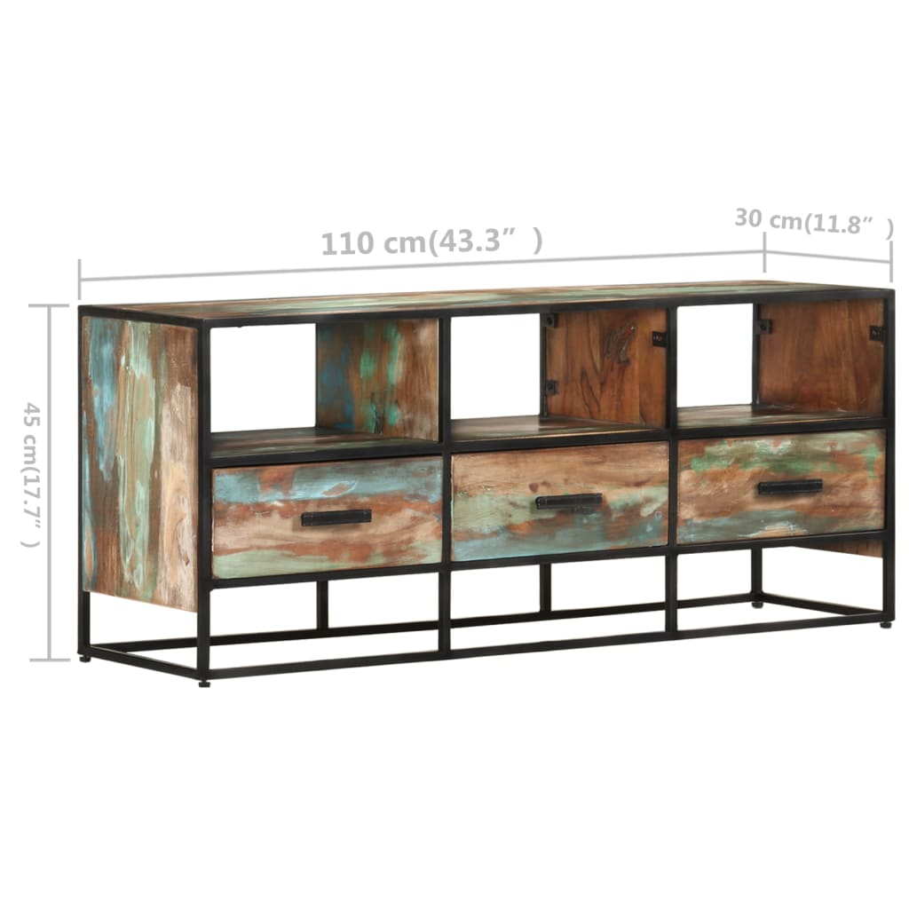 Tv Cabinet 110X30X45 Cm Solid Reclaimed Wood