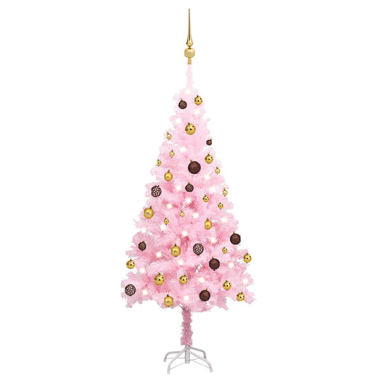 Artificial Pre-Lit Christmas Tree With Ball Set 120 Cm Pvc