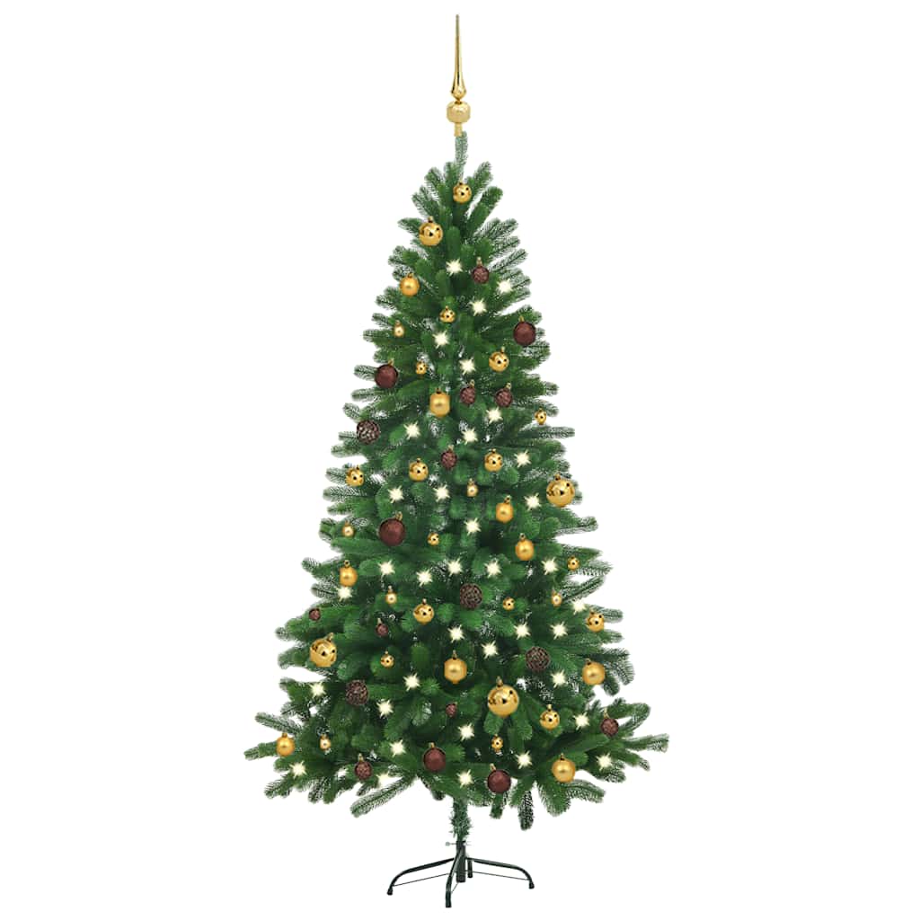 Artificial Pre-Lit Christmas Tree With Ball Set 150 Cm Green