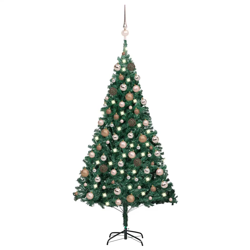 Artificial Pre-Lit Christmas Tree With Ball Set