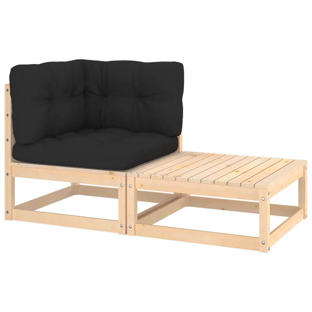 3 Piece Garden Lounge Set With Cushions Solid Pinewood
