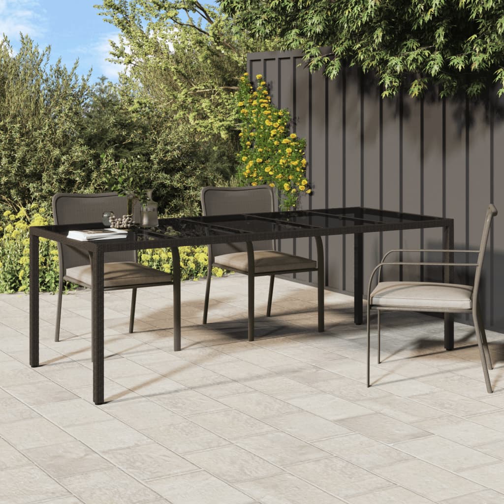 Garden Table 250X100X75 Cm Tempered Glass And Poly Rattan
