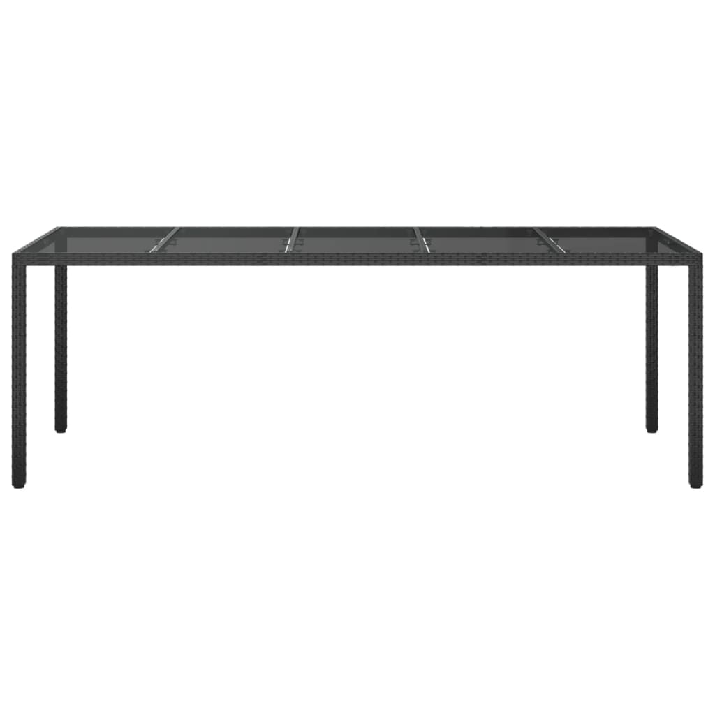 Garden Table 250X100X75 Cm Tempered Glass And Poly Rattan