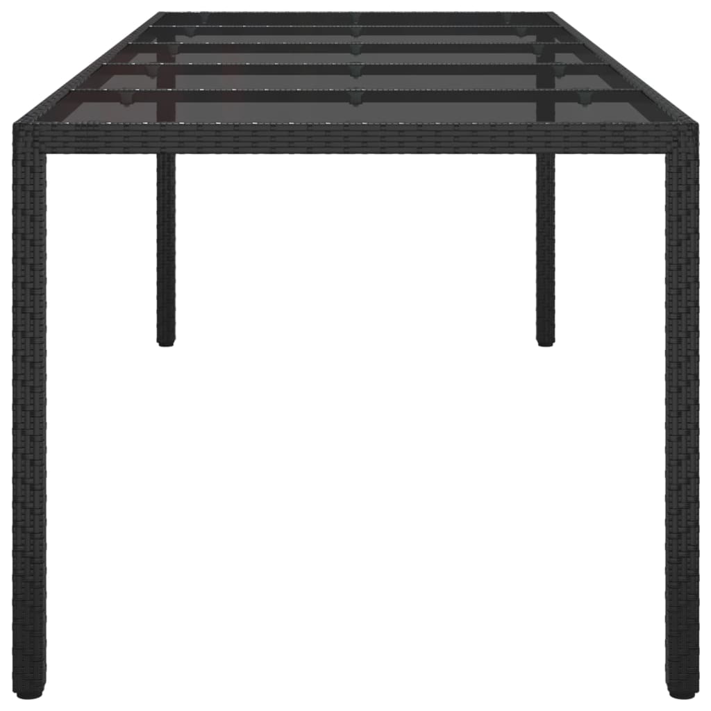 Garden Table 250X100X75 Cm Tempered Glass And Poly Rattan