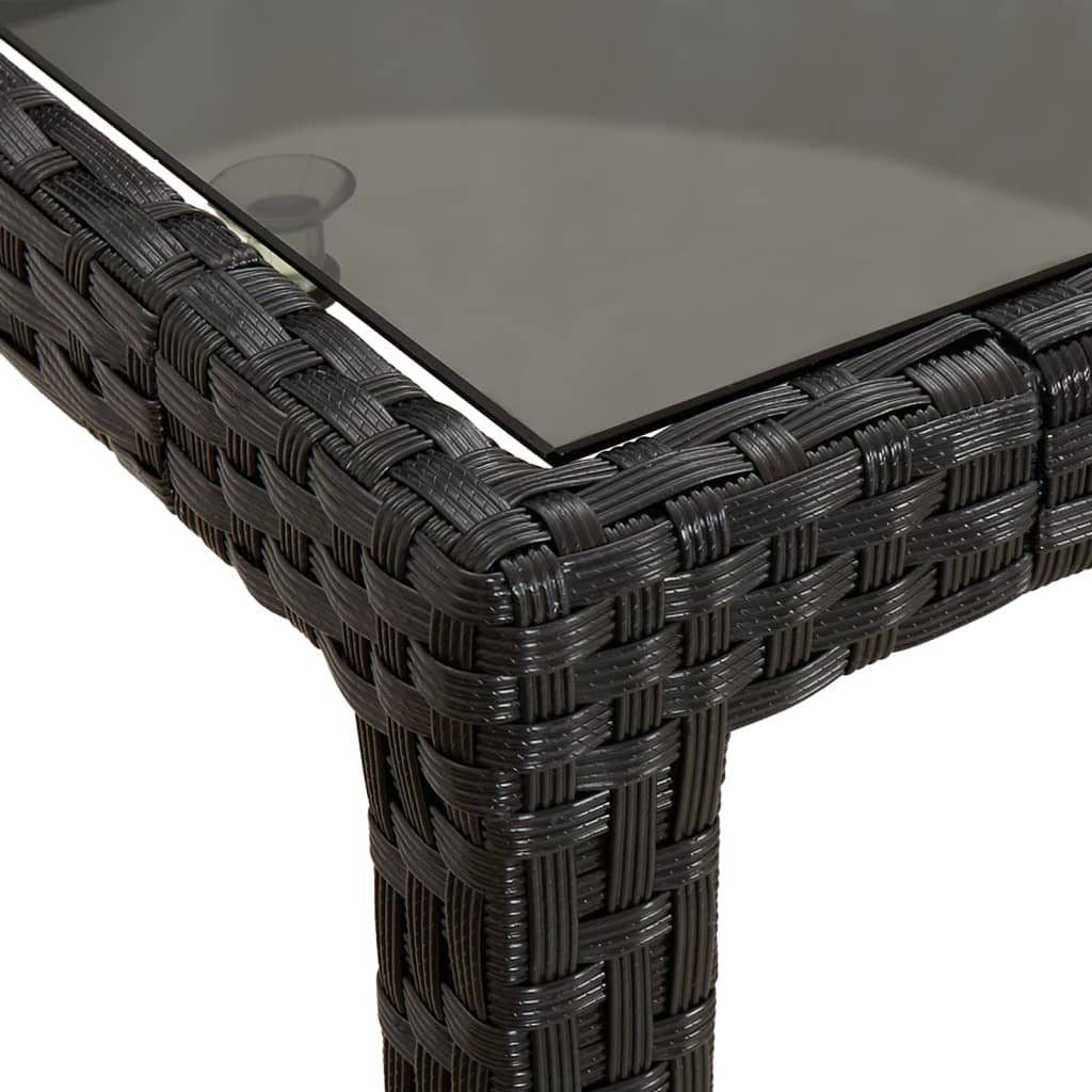 Garden Table 250X100X75 Cm Tempered Glass And Poly Rattan