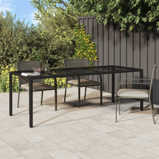 Garden Table 250X100X75 Cm Tempered Glass And Poly Rattan