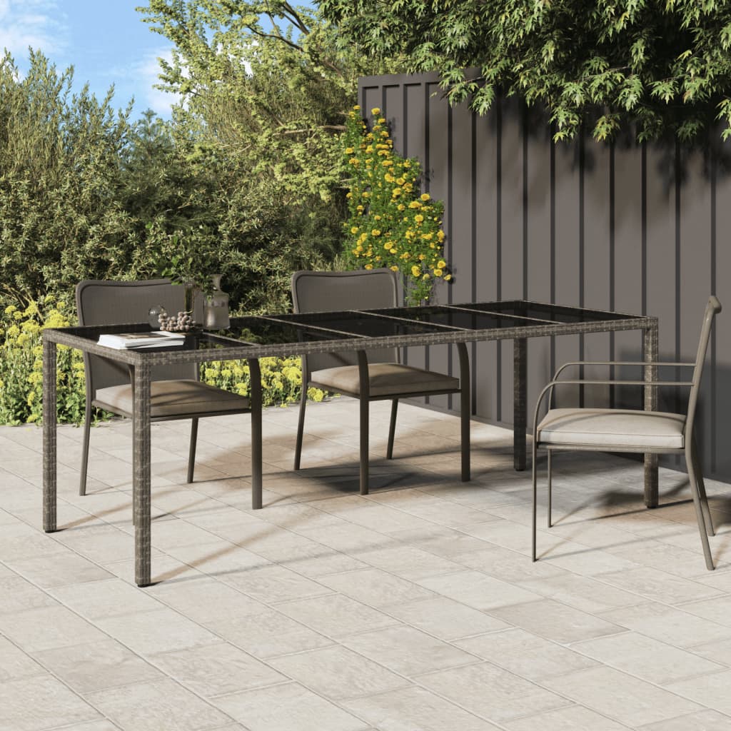 Garden Table 250X100X75 Cm Tempered Glass And Poly Rattan