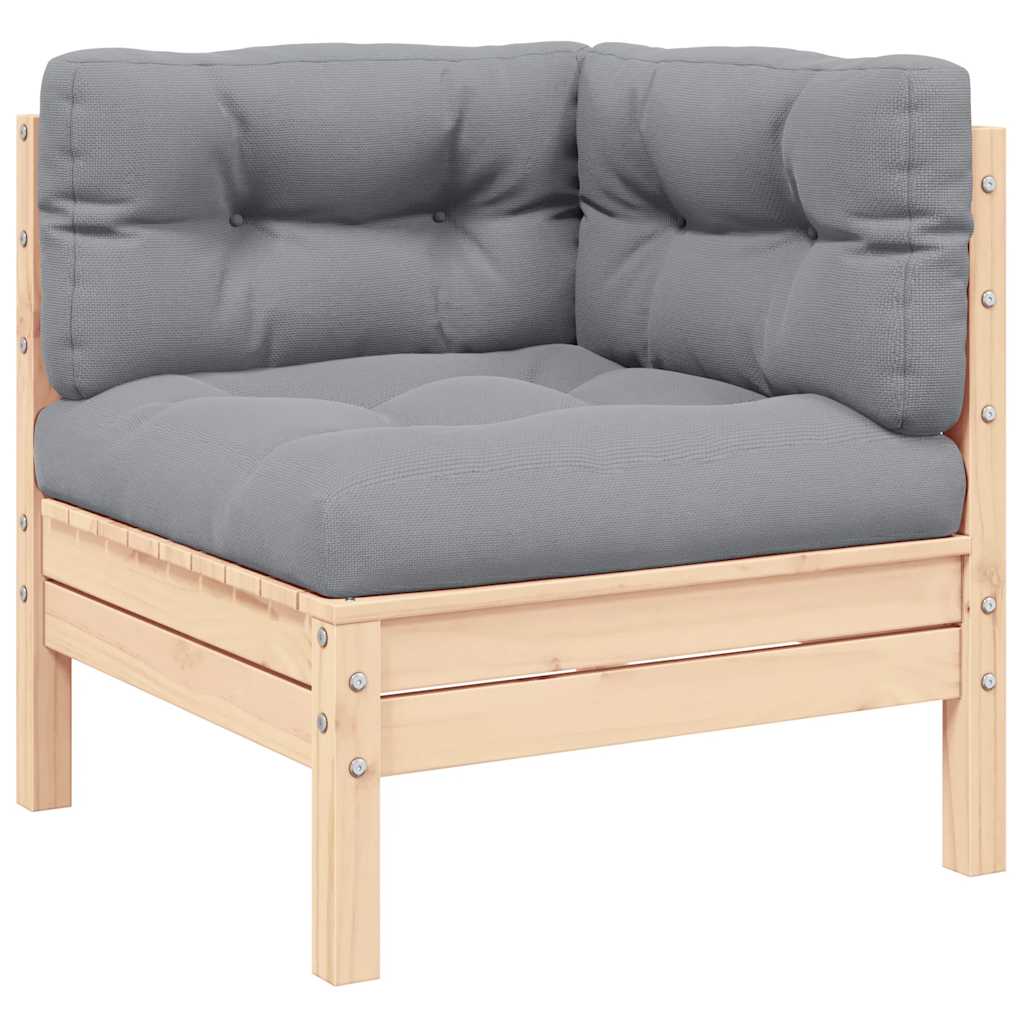 3 Piece Garden Lounge Set With Cream Cushions Solid Pinewood