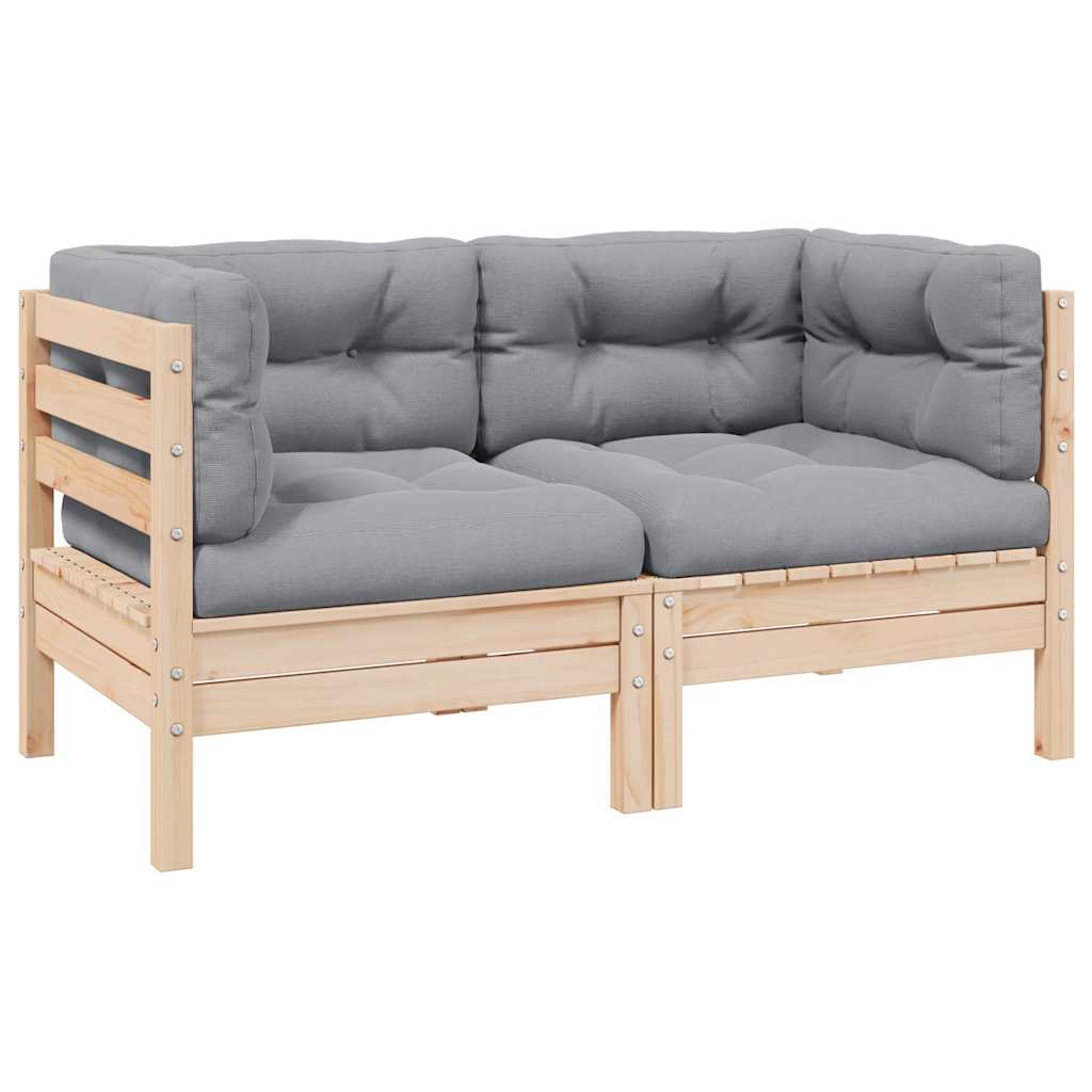 3 Piece Garden Lounge Set With Cream Cushions Solid Pinewood