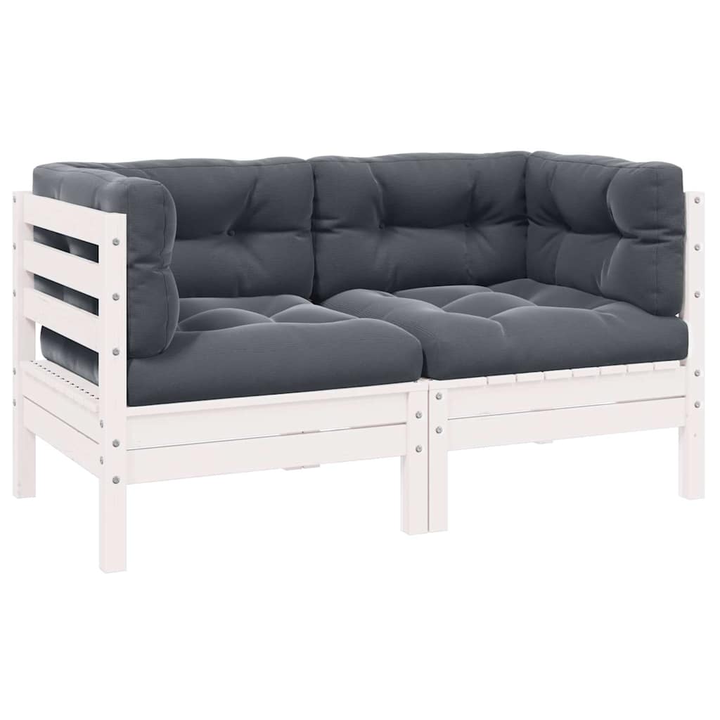 3 Piece Garden Lounge Set With Cream Cushions Solid Pinewood