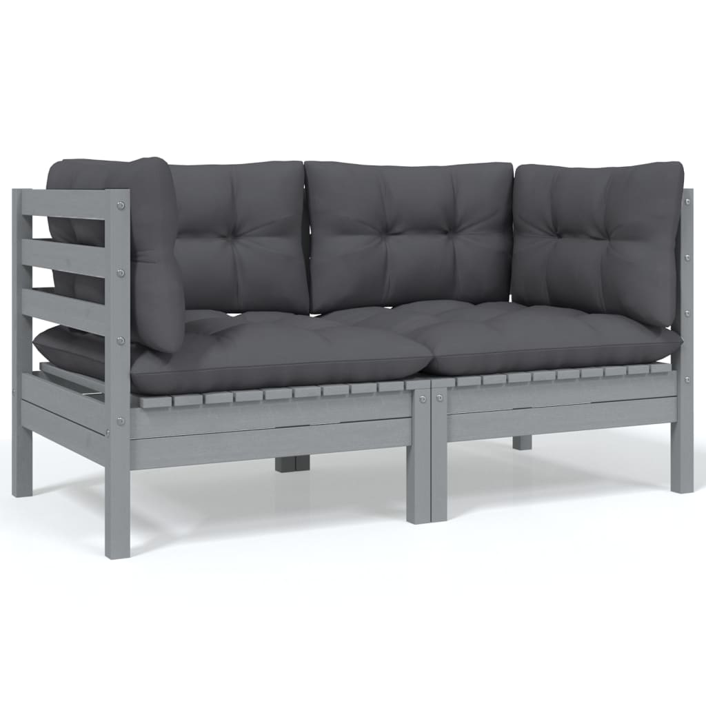 3 Piece Garden Lounge Set With Cream Cushions Solid Pinewood