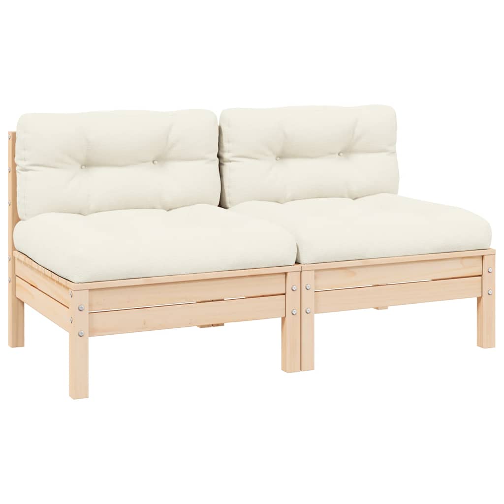3 Piece Garden Lounge Set With Cream Cushions Solid Pinewood