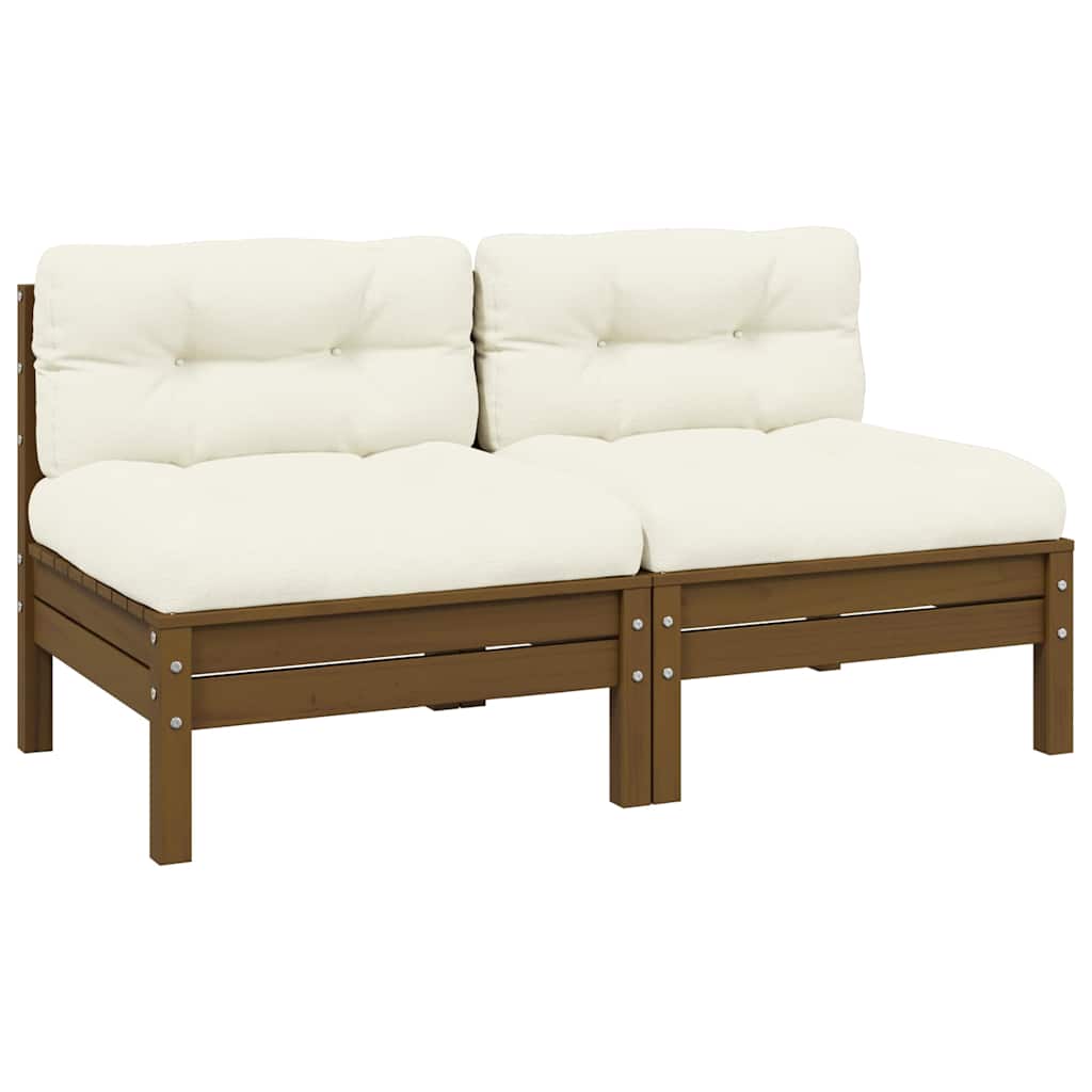 3 Piece Garden Lounge Set With Cream Cushions Solid Pinewood