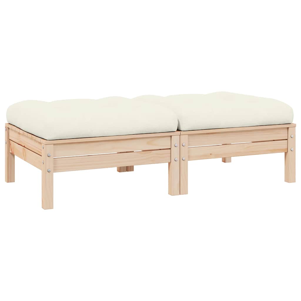 3 Piece Garden Lounge Set With Cream Cushions Solid Pinewood