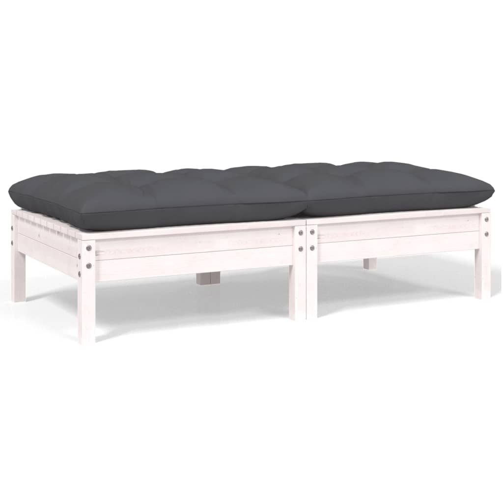 3 Piece Garden Lounge Set With Cream Cushions Solid Pinewood