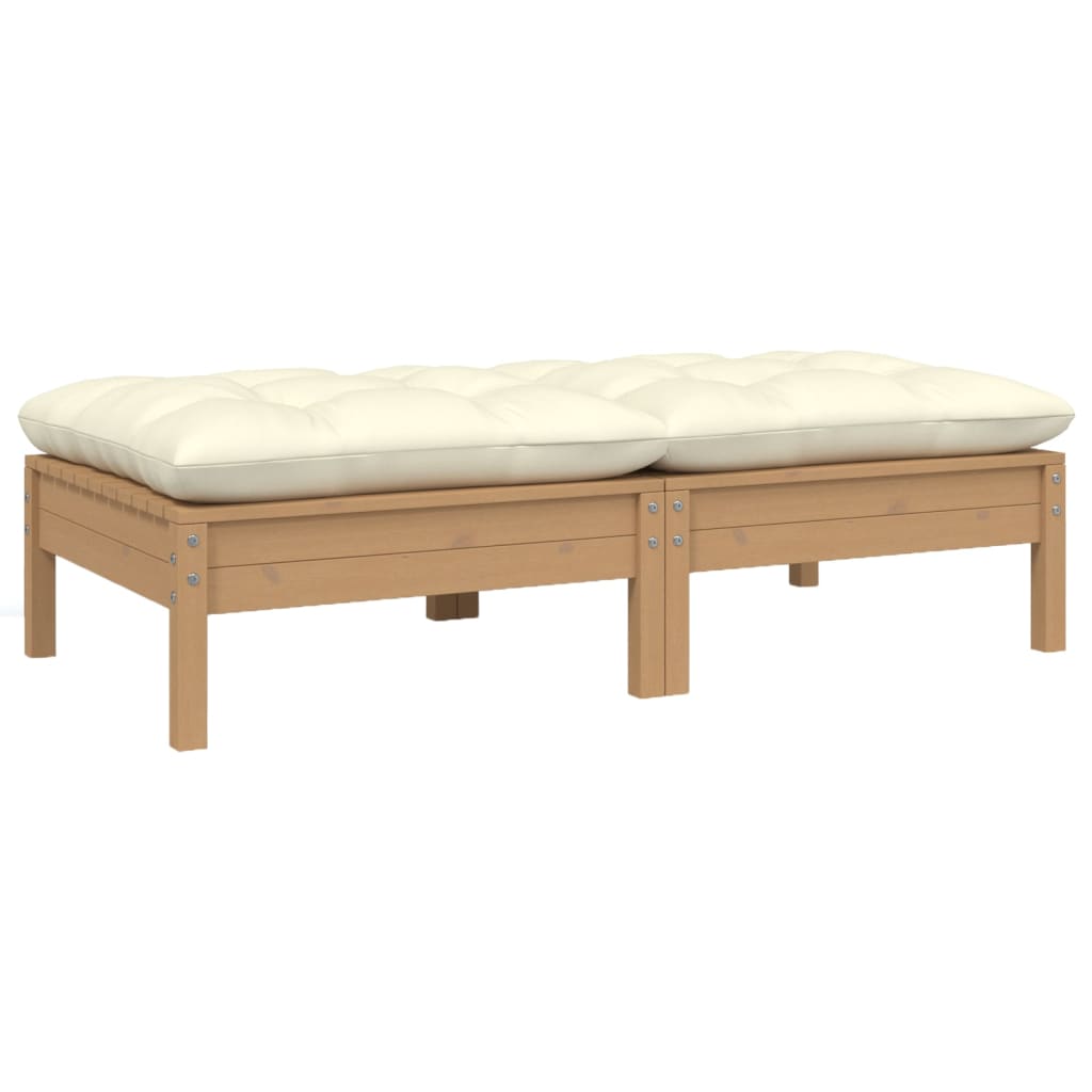 3 Piece Garden Lounge Set With Cream Cushions Solid Pinewood