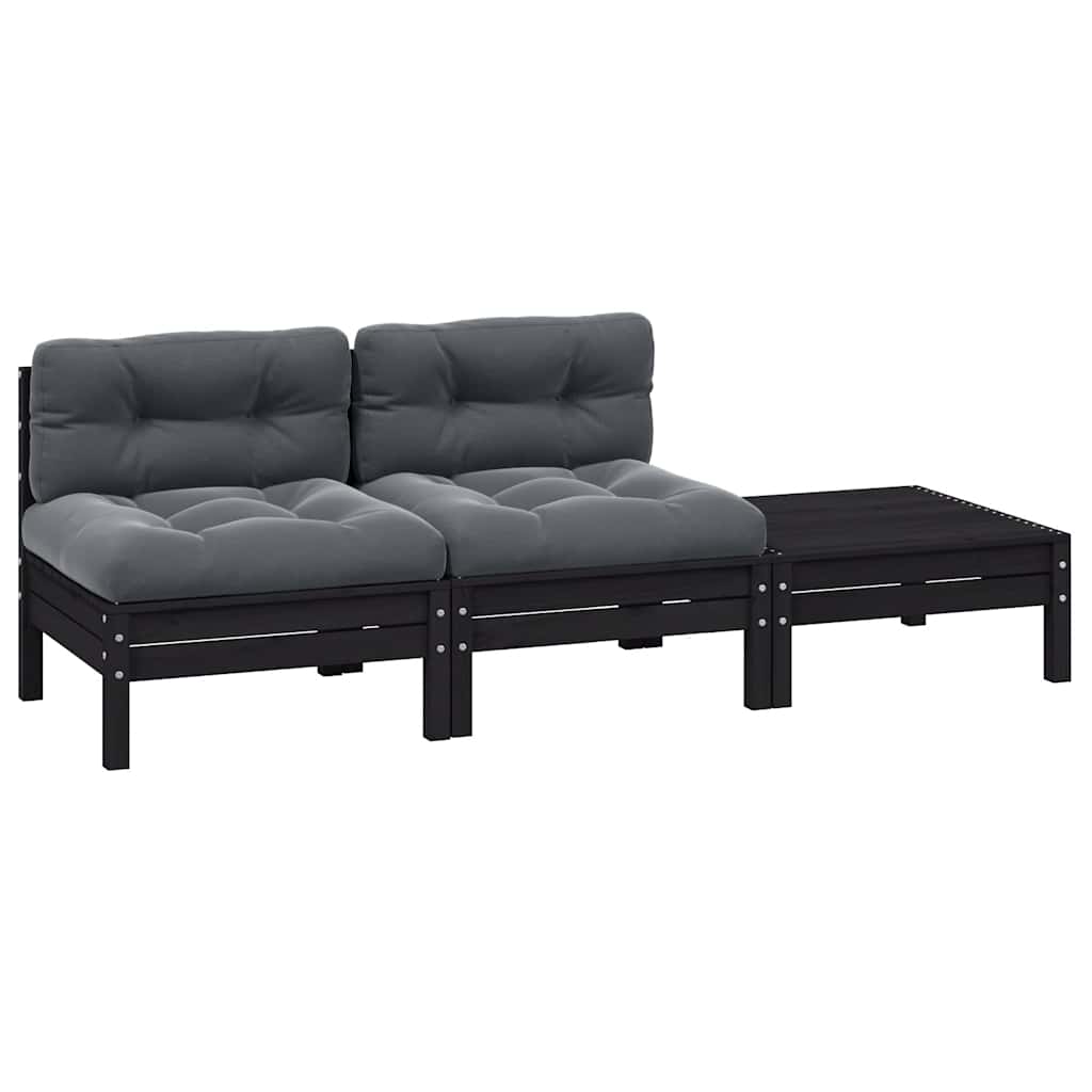 3 Piece Garden Lounge Set With Cream Cushions Solid Pinewood