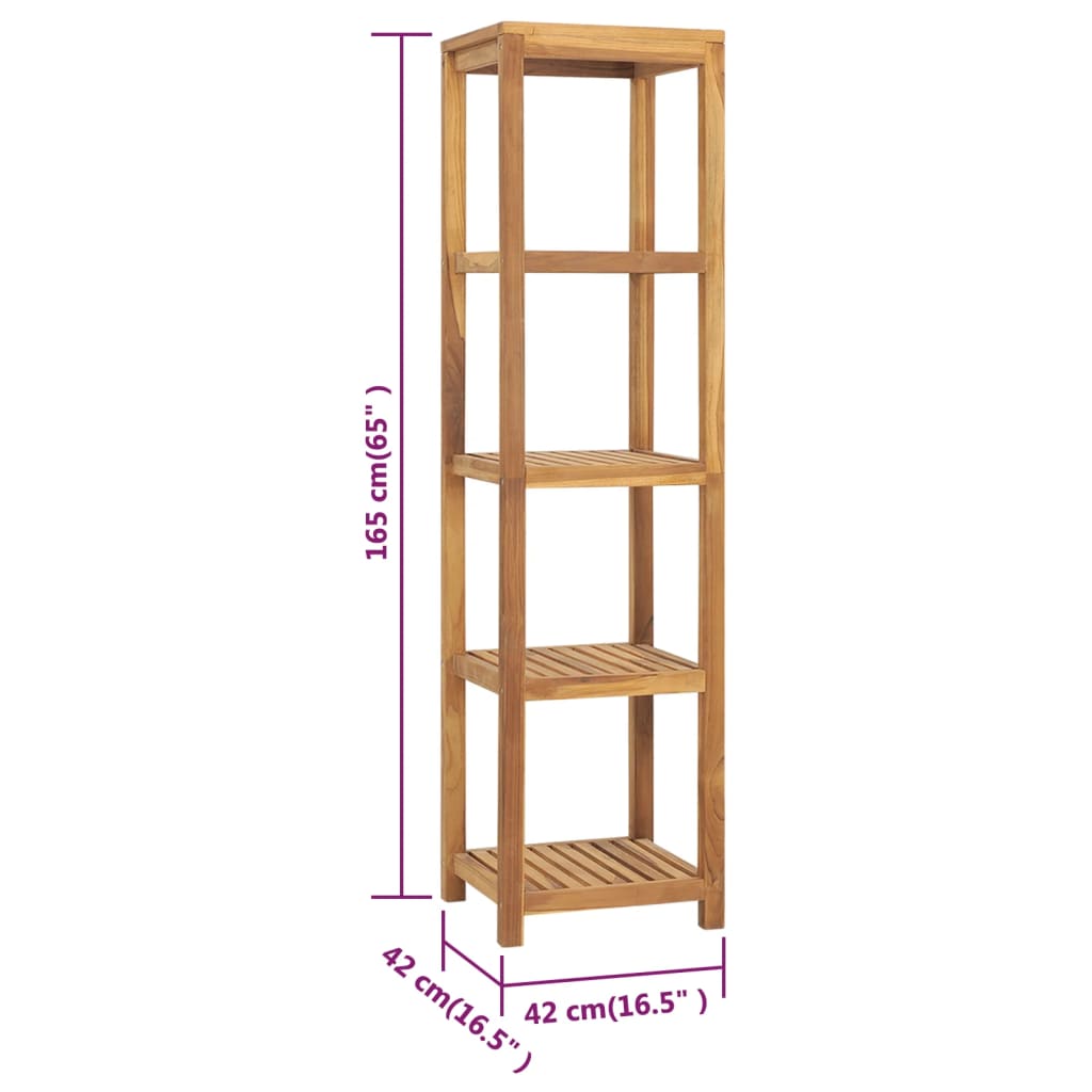 4-Tier Bathroom Storage Rack Solid Wood Teak 42X42X165 Cm