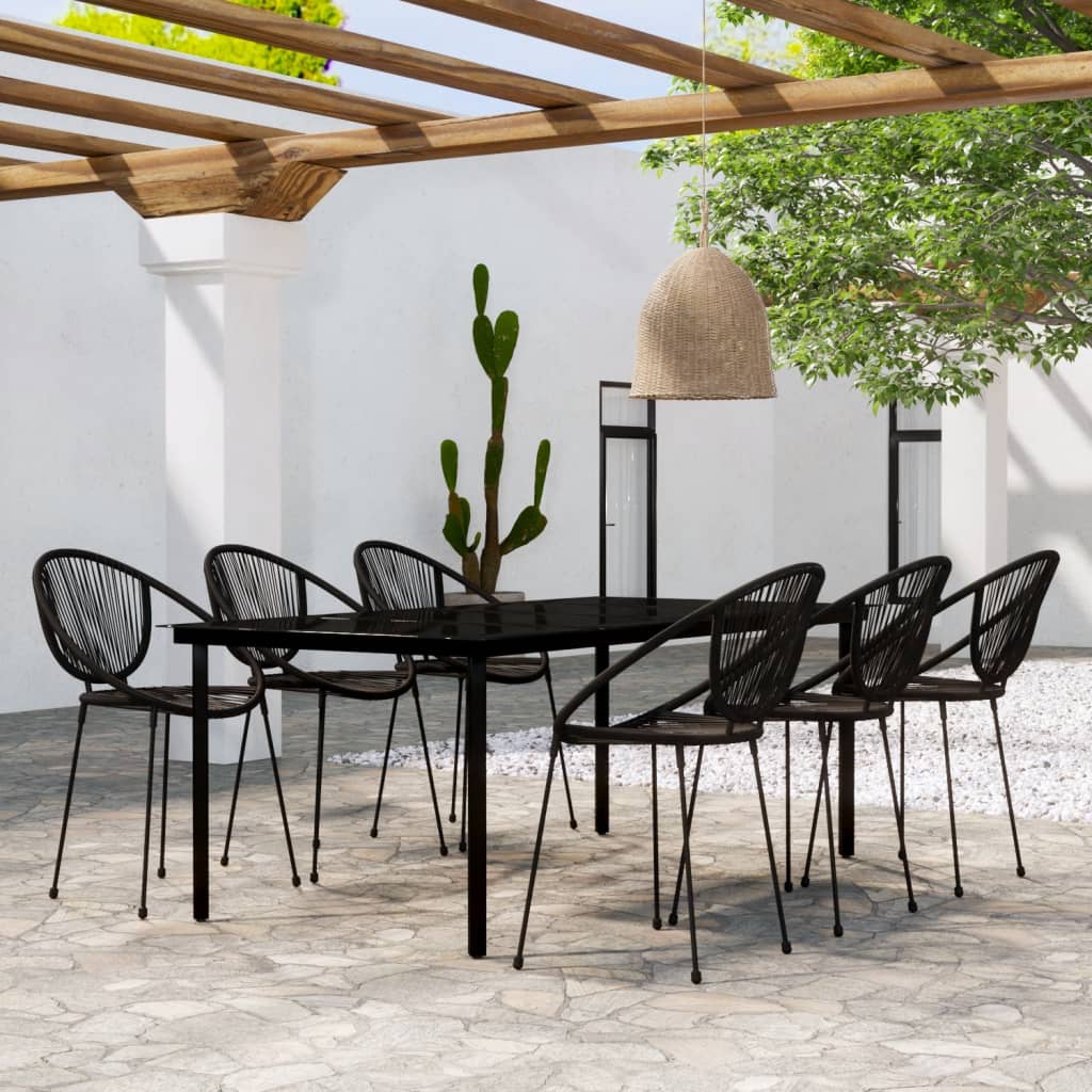 3 Piece Garden Dining Set Black