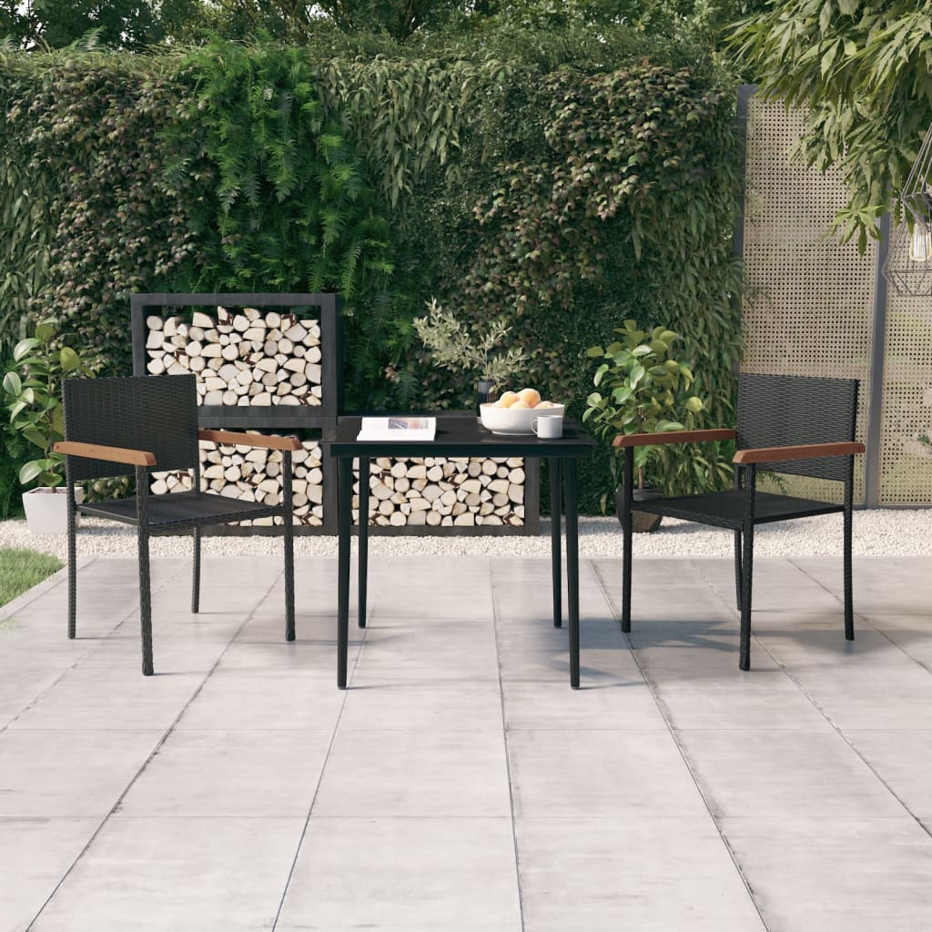 7 Piece Garden Dining Set Black Poly Rattan