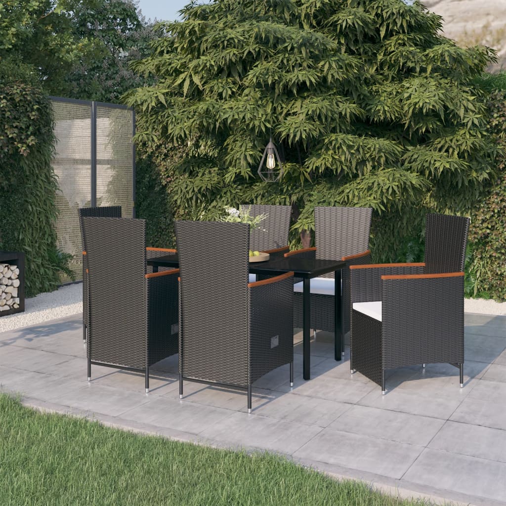 7 Piece Garden Dining Set With Cushions Grey