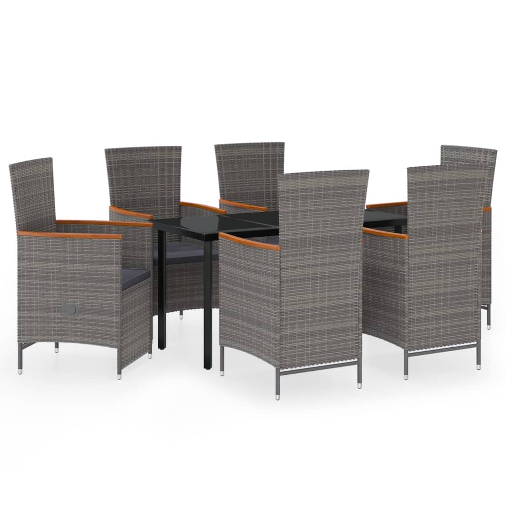 7 Piece Garden Dining Set With Cushions Grey