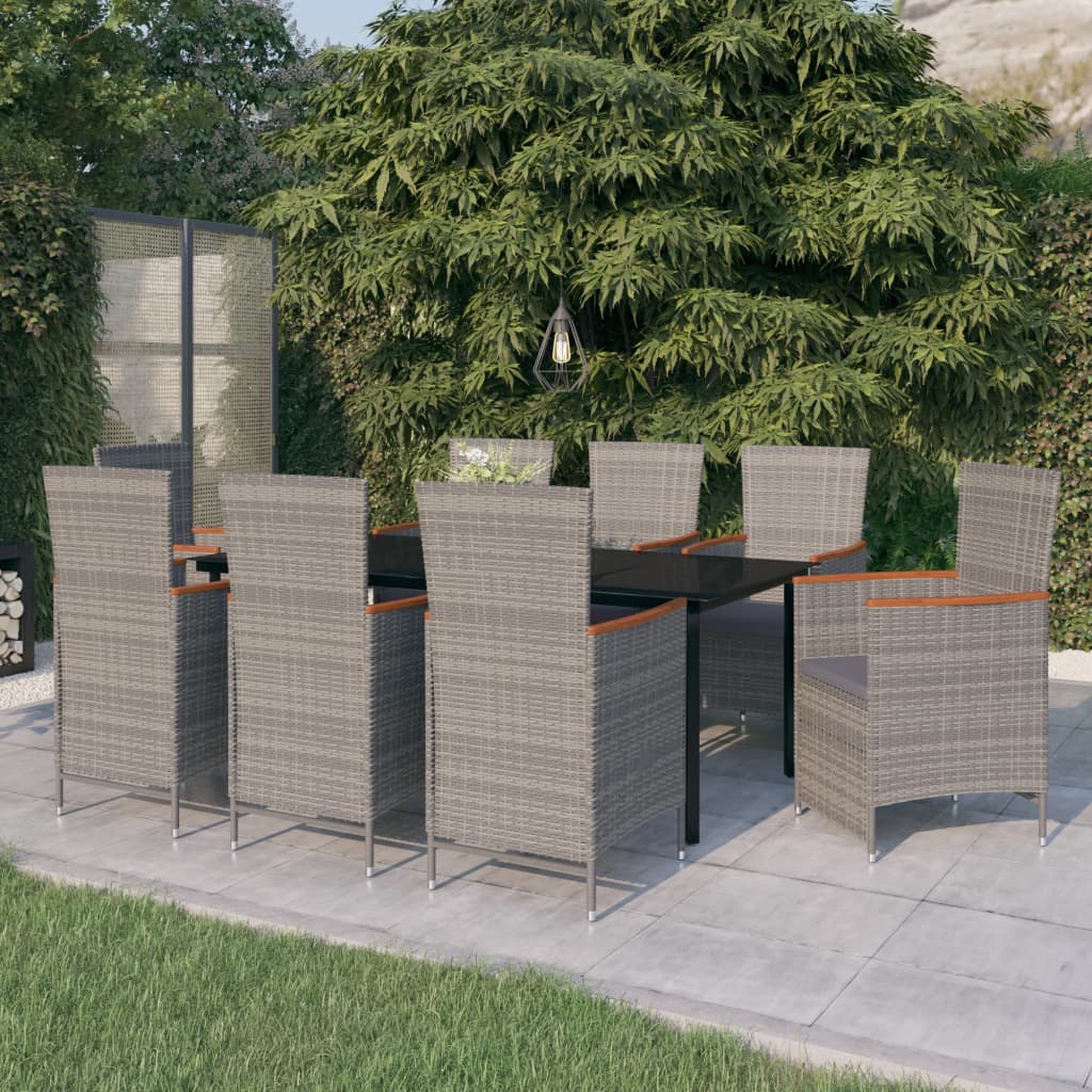 7 Piece Garden Dining Set With Cushions Grey