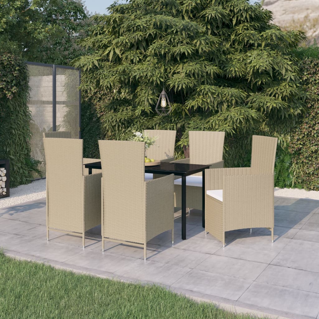 7 Piece Garden Dining Set With Cushions Grey
