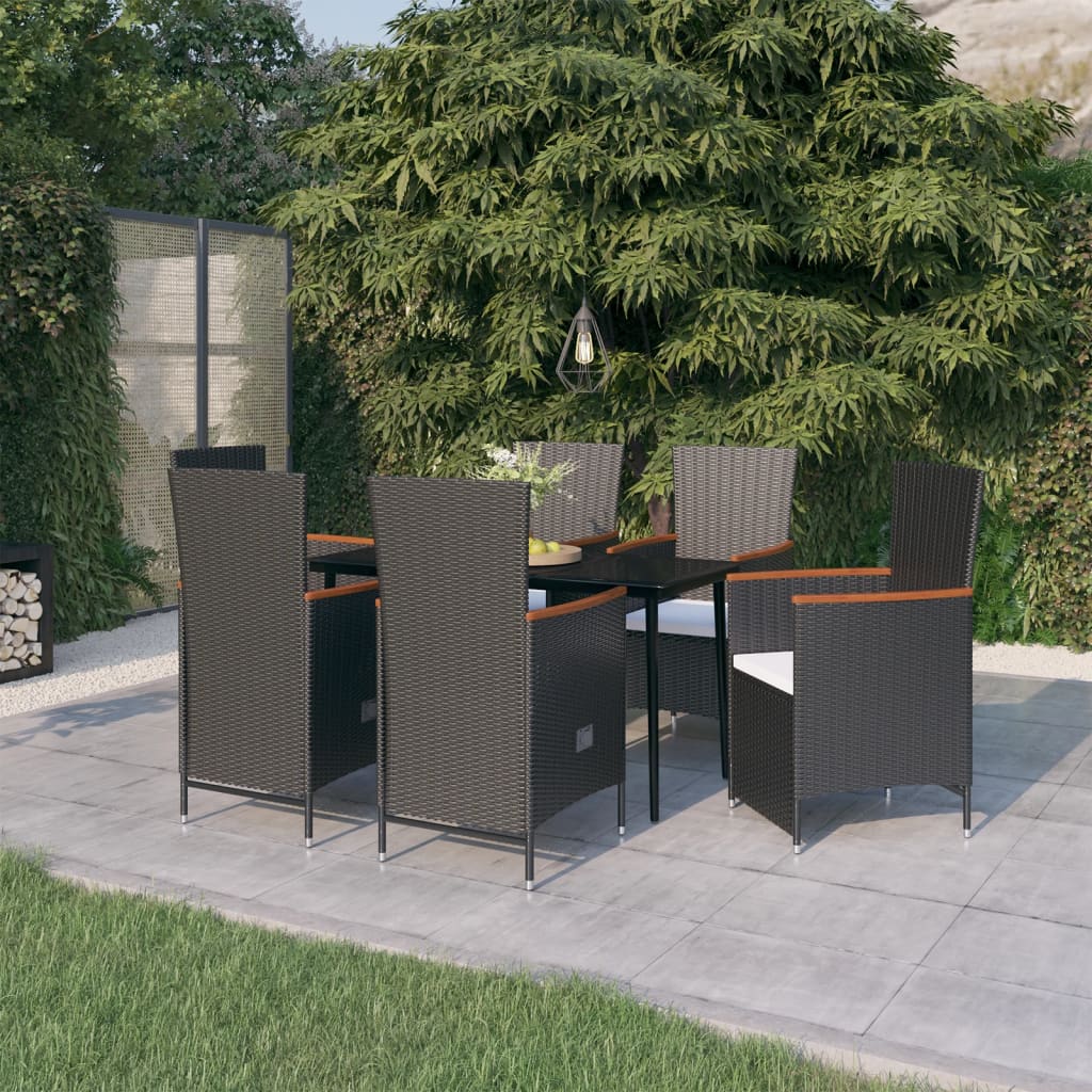 7 Piece Garden Dining Set With Cushions Grey