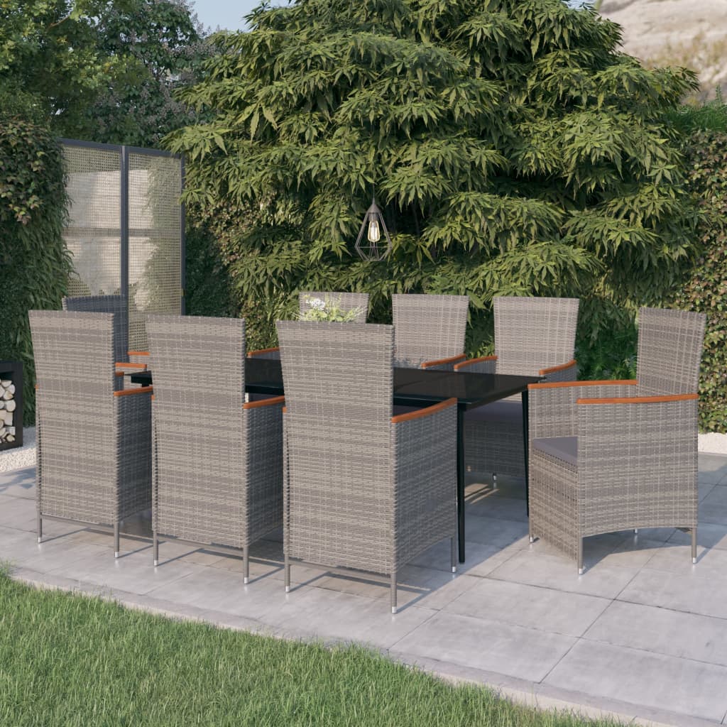 7 Piece Garden Dining Set With Cushions Grey