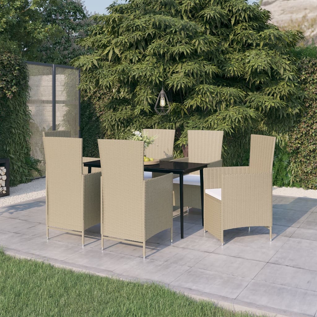7 Piece Garden Dining Set With Cushions Grey