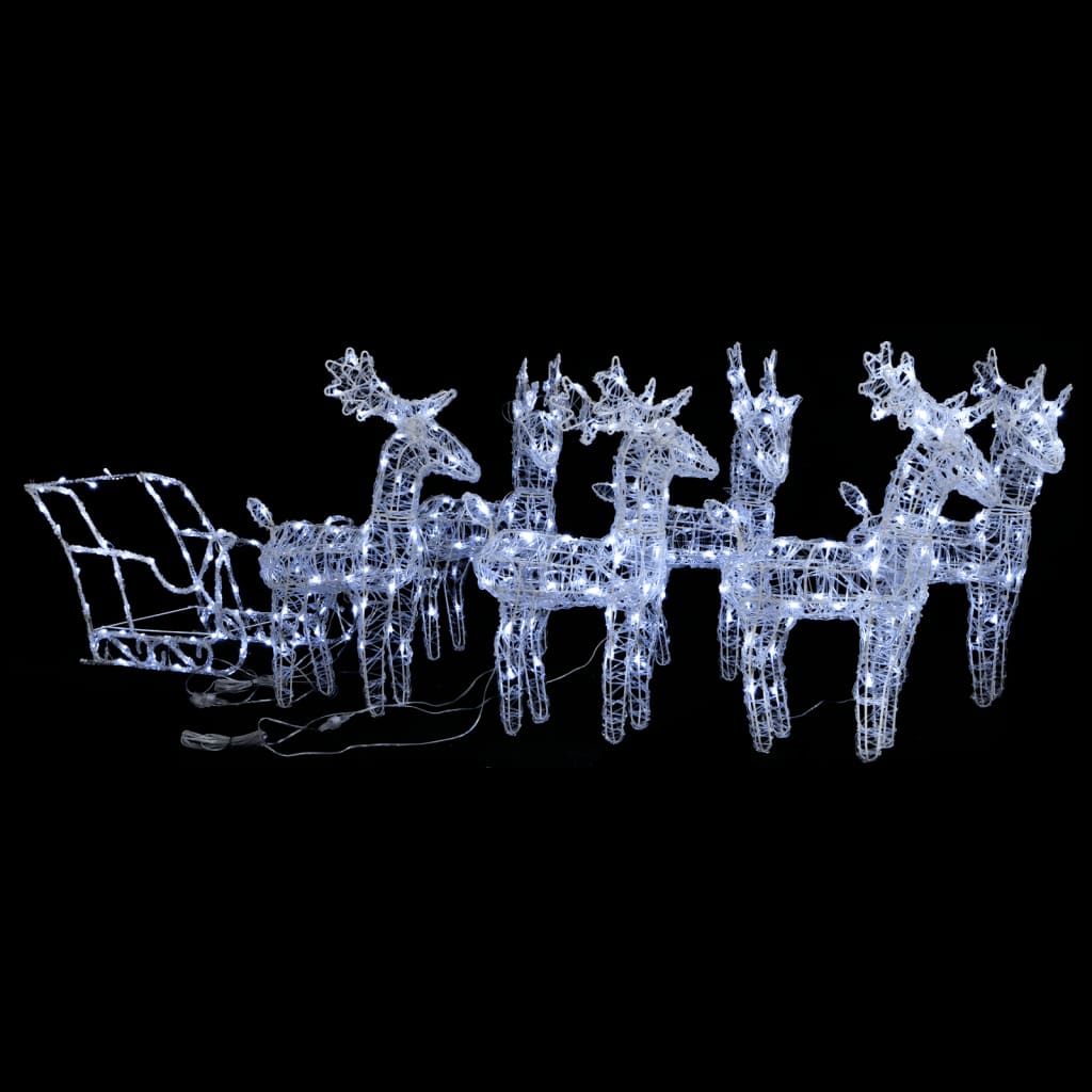 Reindeers & Sleigh Christmas Decoration 280X28X55 Cm Acrylic