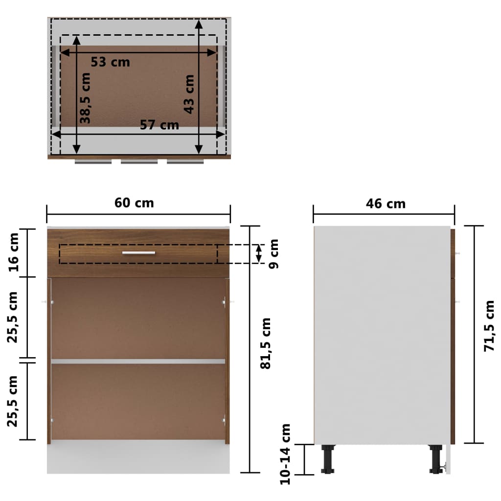 Drawer Bottom Cabinet Lyon 60X46X81.5 Cm Engineered Wood
