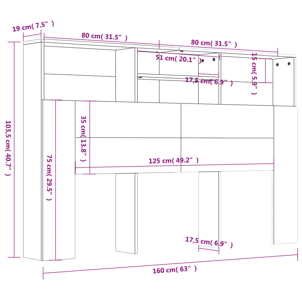 Headboard Cabinet 160 Cm