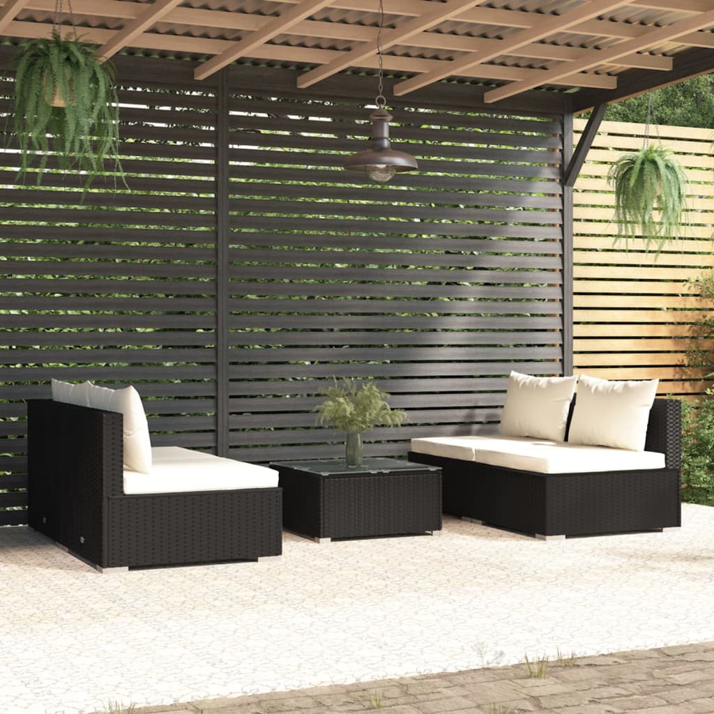 9 Piece Garden Lounge Set With Cushions Poly Rattan Grey