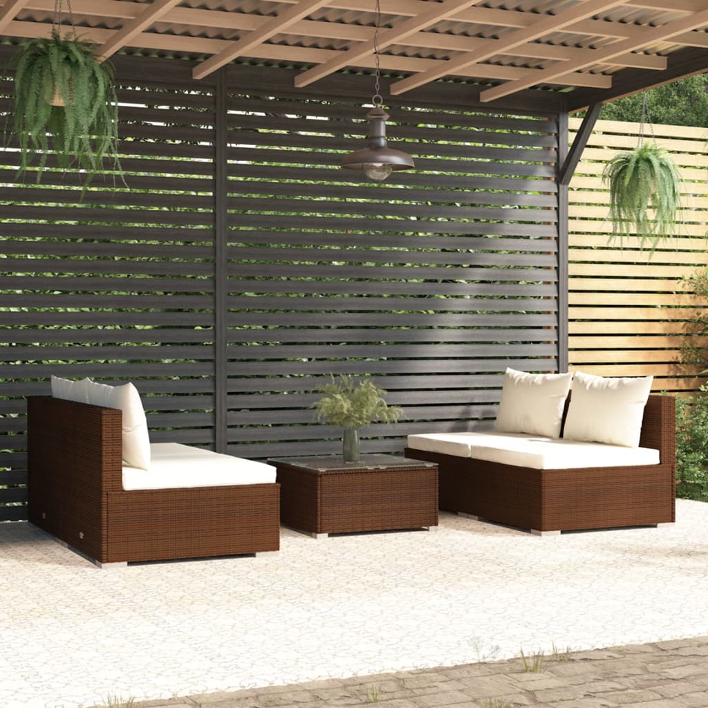 9 Piece Garden Lounge Set With Cushions Poly Rattan Grey