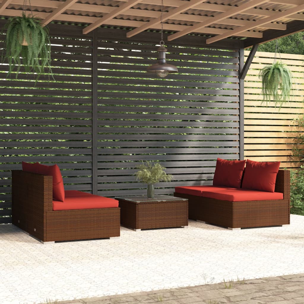 9 Piece Garden Lounge Set With Cushions Poly Rattan Grey