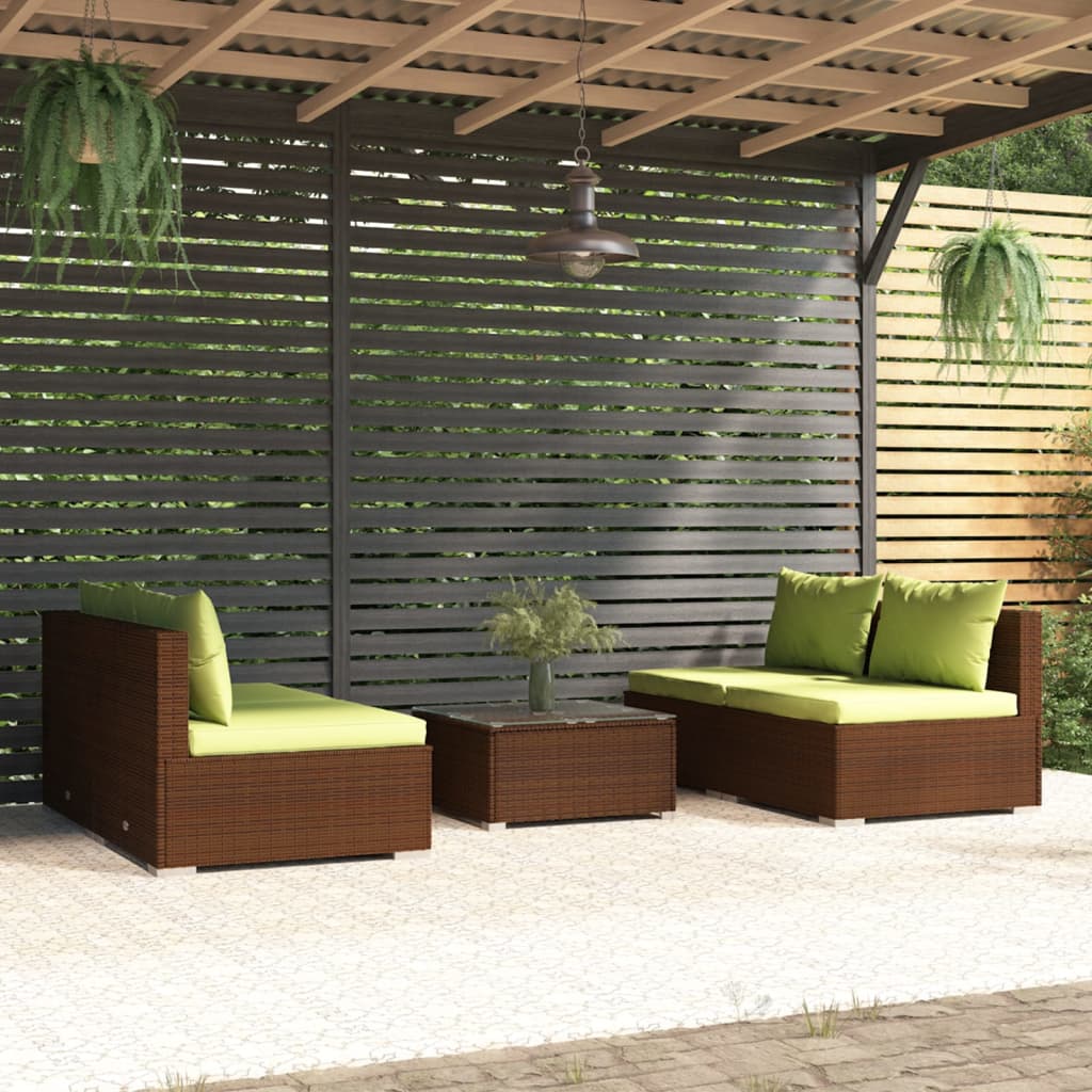 9 Piece Garden Lounge Set With Cushions Poly Rattan Grey