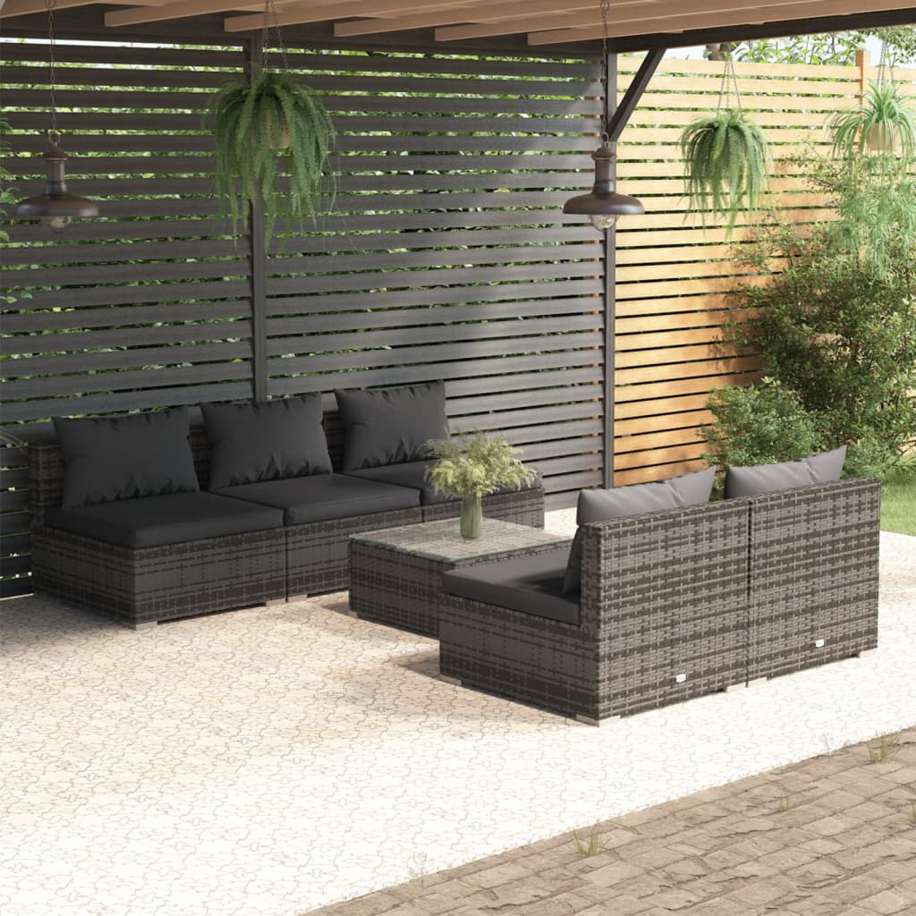 9 Piece Garden Lounge Set With Cushions Poly Rattan Grey