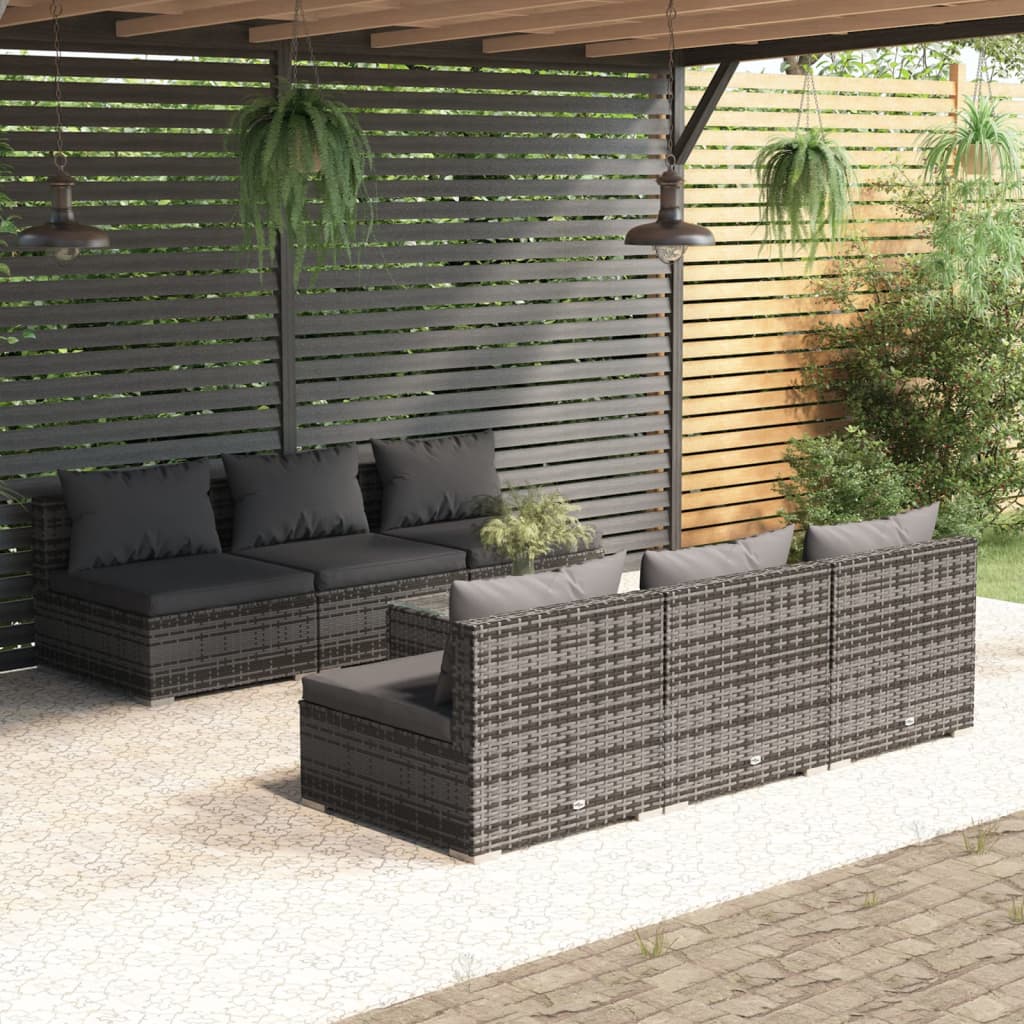 9 Piece Garden Lounge Set With Cushions Poly Rattan Grey